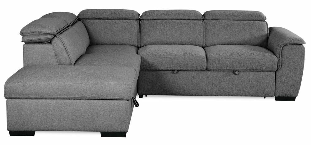 Myst 3-Piece Left-Facing Linen-Look Fabric Sleeper Sectional – Ash Furniture