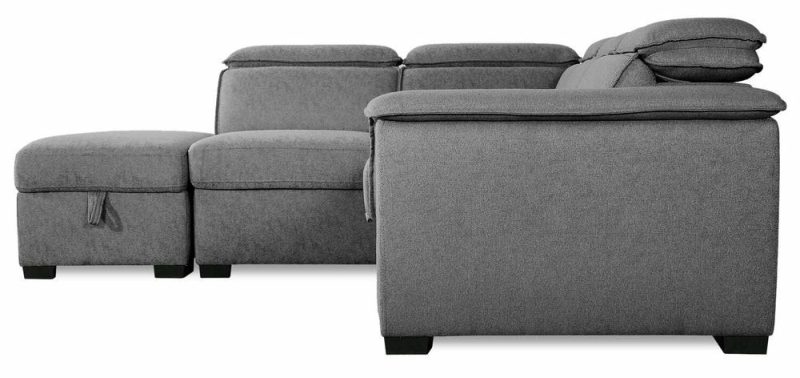 Myst 3-Piece Left-Facing Linen-Look Fabric Sleeper Sectional – Ash Furniture