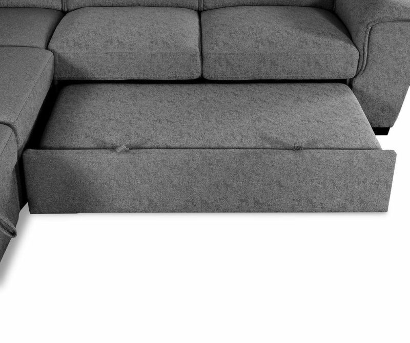 Myst 3-Piece Left-Facing Linen-Look Fabric Sleeper Sectional – Ash Furniture