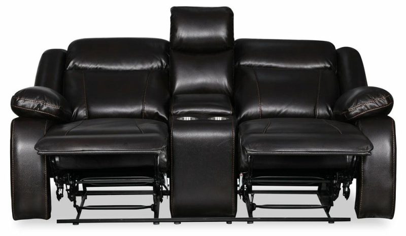 Nolan Leath-Aire Reclining Loveseat – Blackberry Furniture