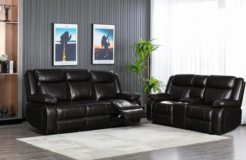 Nolan Leath-Aire Reclining Loveseat – Blackberry Furniture