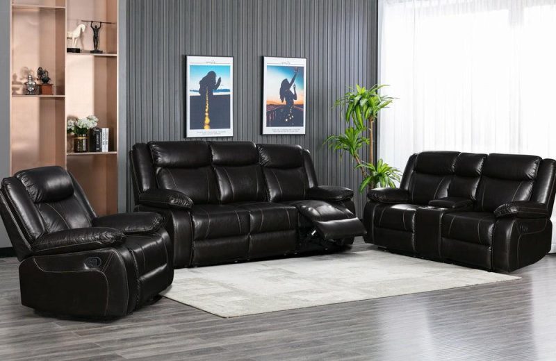 Nolan Leath-Aire Reclining Loveseat – Blackberry Furniture