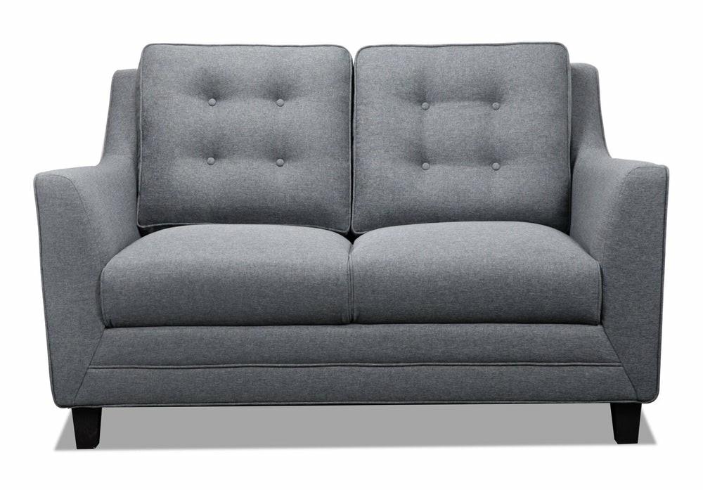 Novalee Linen-Look Fabric Loveseat – Grey Furniture