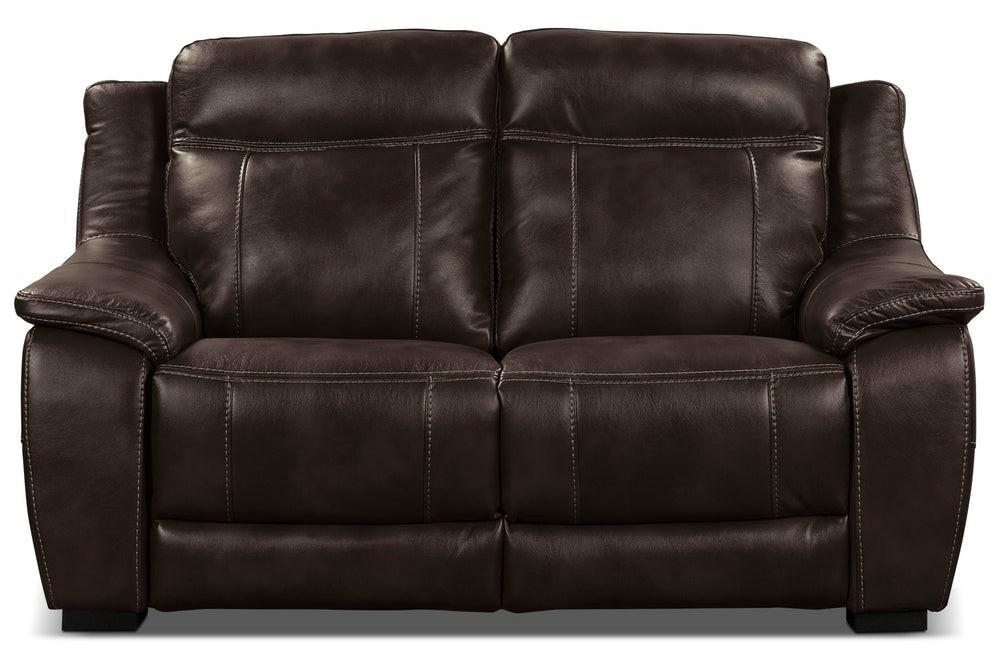 Novo Leather-Look Fabric Loveseat – Brown Furniture