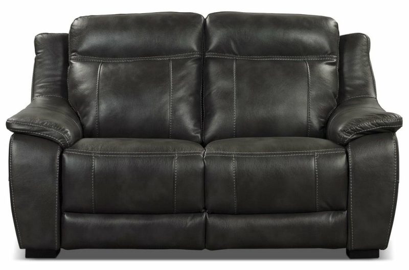 Novo Leather-Look Fabric Loveseat – Grey Furniture