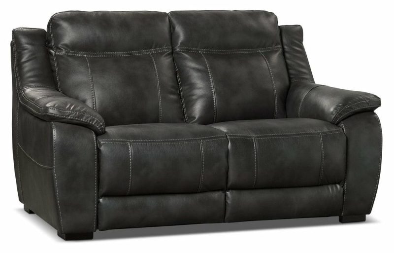 Novo Leather-Look Fabric Loveseat – Grey Furniture