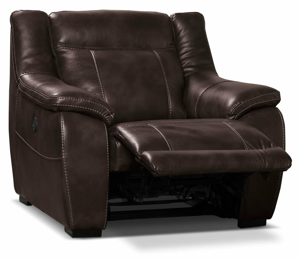 Novo Leather-Look Fabric Power Recliner – Brown Furniture