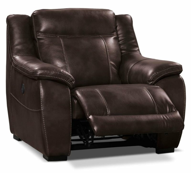 Novo Leather-Look Fabric Power Recliner – Brown Furniture