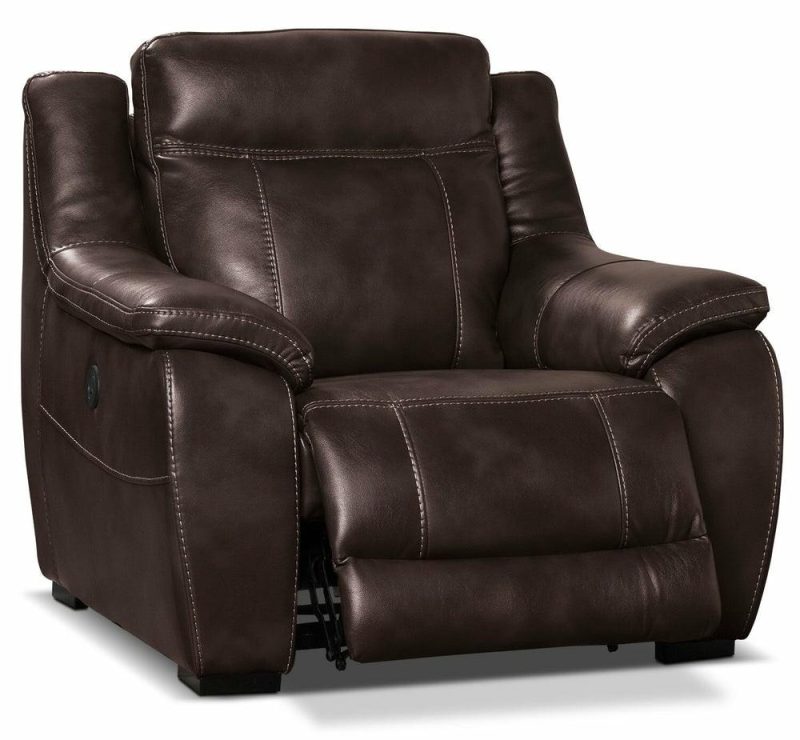 Novo Leather-Look Fabric Power Recliner – Brown Furniture