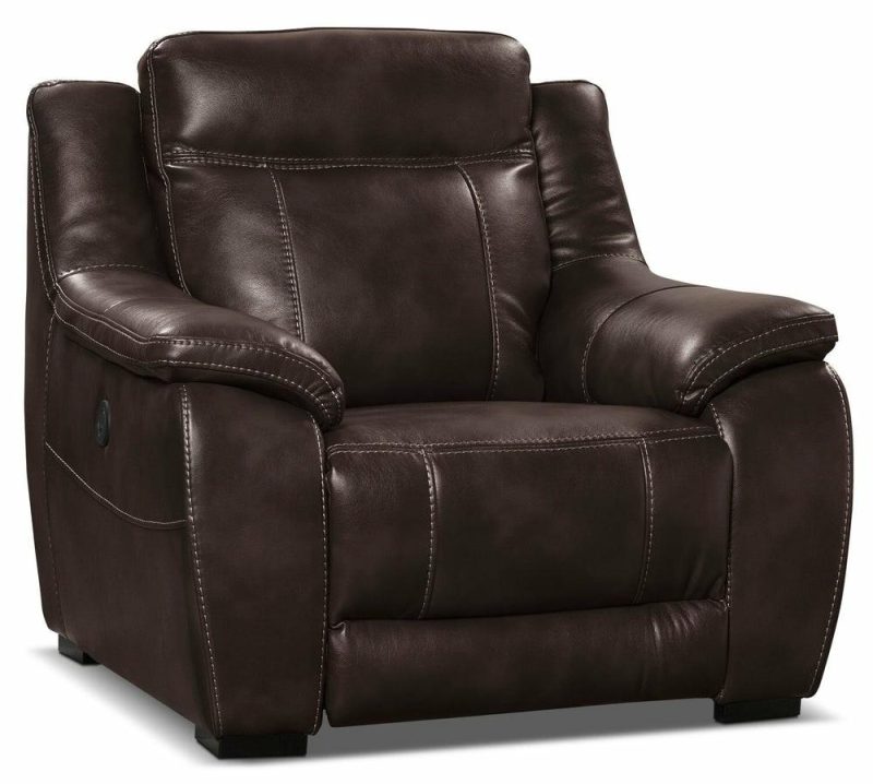 Novo Leather-Look Fabric Power Recliner – Brown Furniture