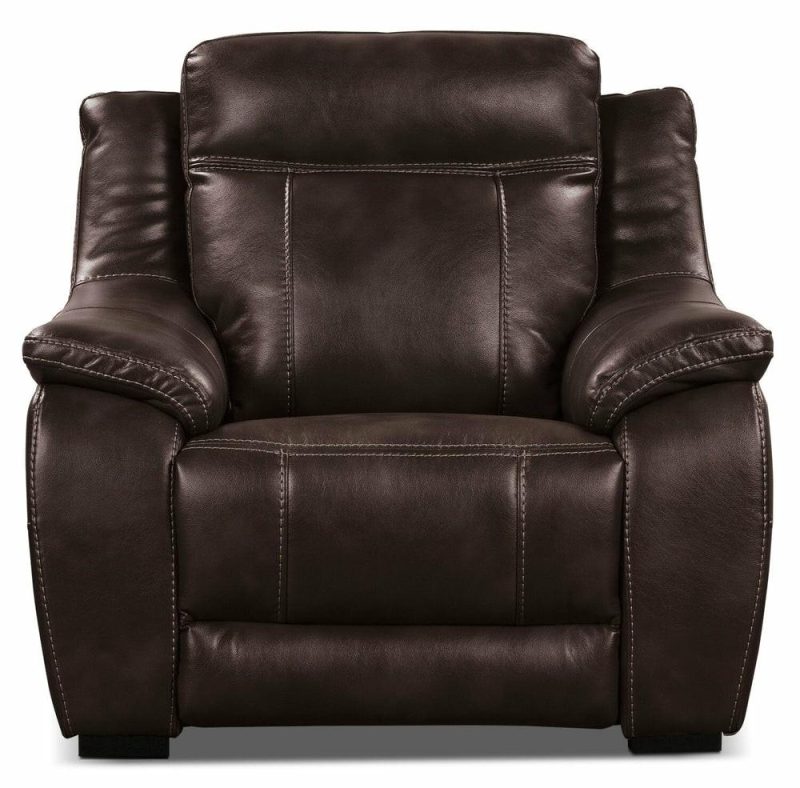 Novo Leather-Look Fabric Power Recliner – Brown Furniture