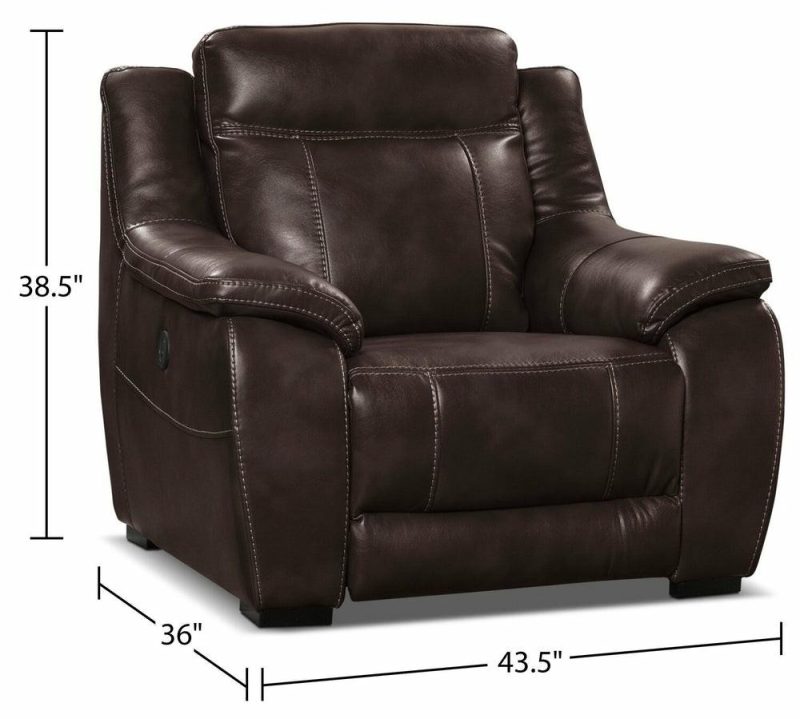 Novo Leather-Look Fabric Power Recliner – Brown Furniture