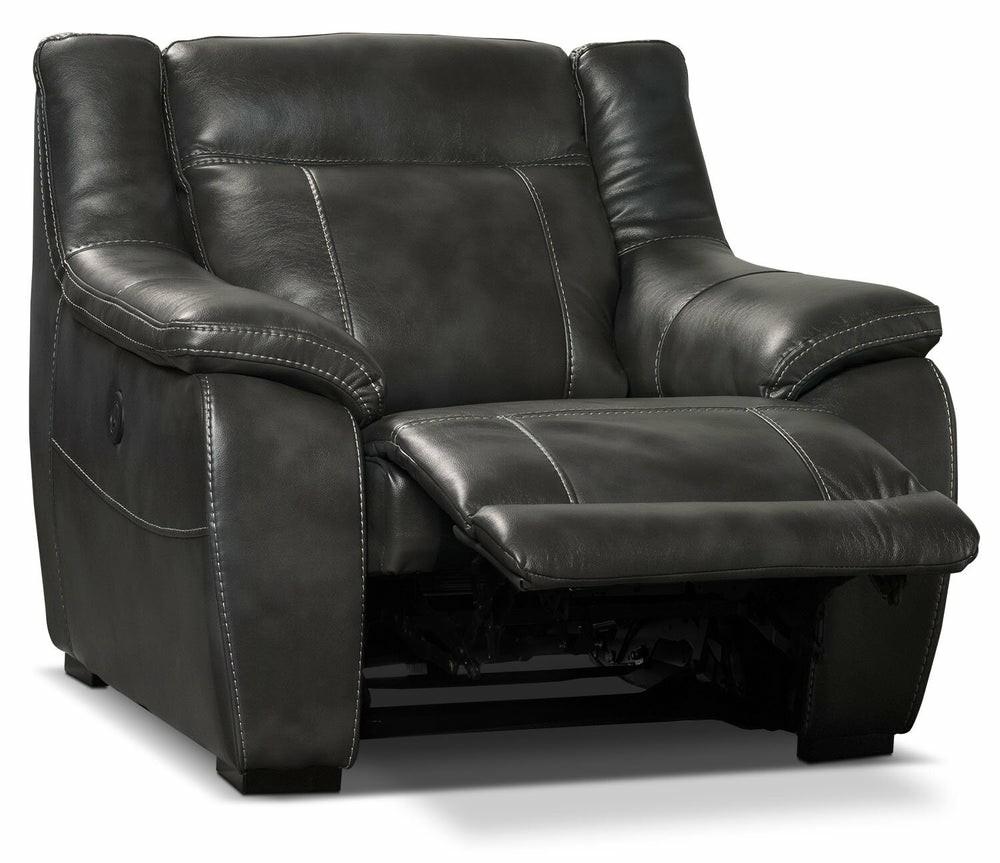 Novo Leather-Look Fabric Power Recliner – Grey Furniture