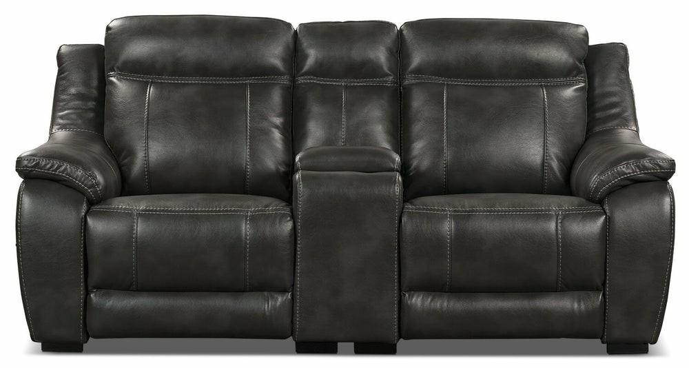 Novo Leather-Look Fabric Power Reclining Loveseat – Grey Furniture