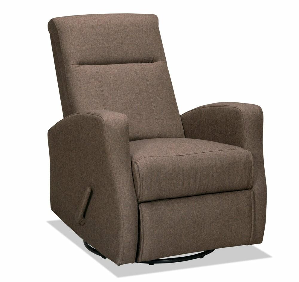 Nyla 30″ Brown Linen-Look Fabric Swivel Rocker Reclining Chair Accent Chairs