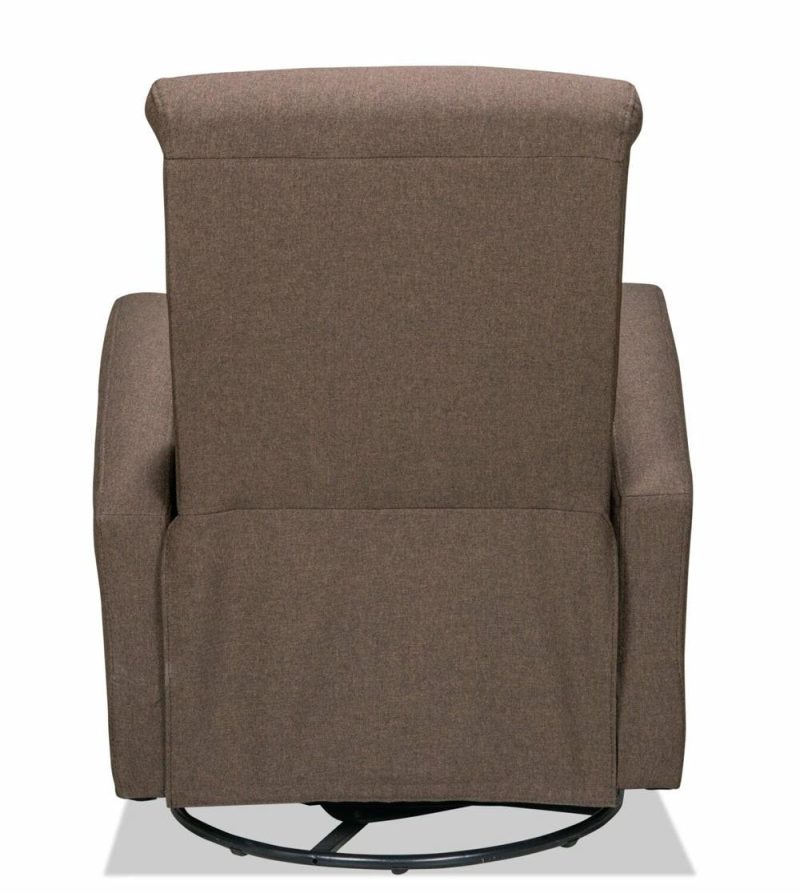 Nyla 30″ Brown Linen-Look Fabric Swivel Rocker Reclining Chair Accent Chairs