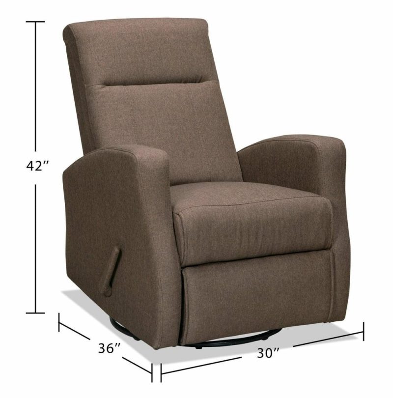 Nyla 30″ Brown Linen-Look Fabric Swivel Rocker Reclining Chair Accent Chairs