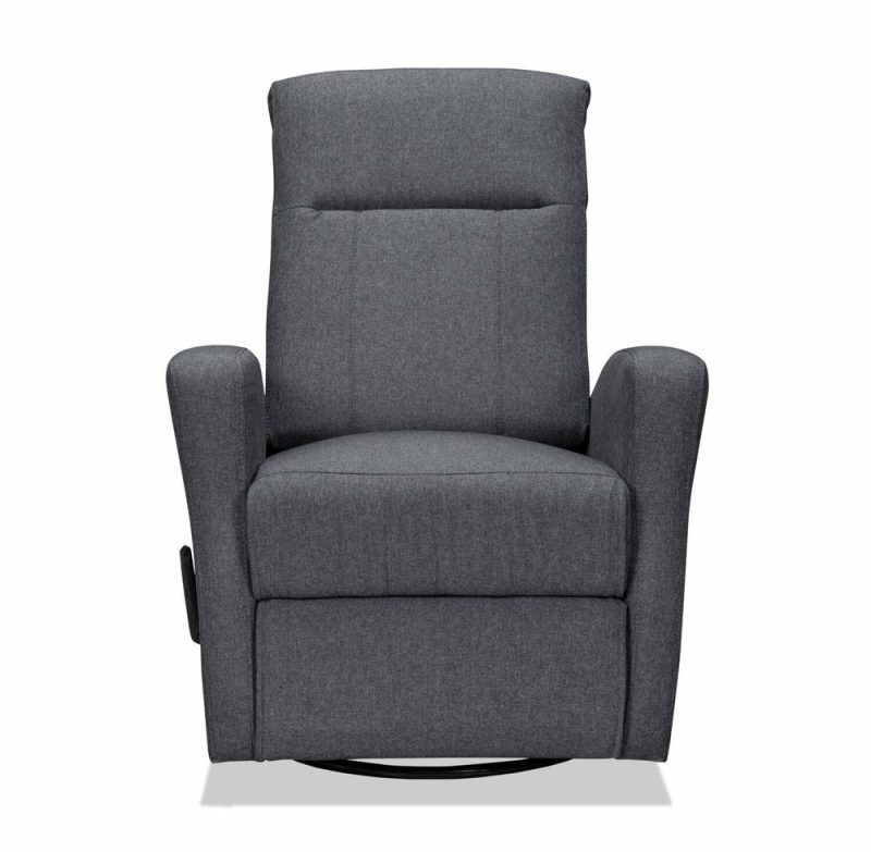 Nyla 30″ Grey Linen-Look Fabric Swivel Rocker Reclining Chair Furniture