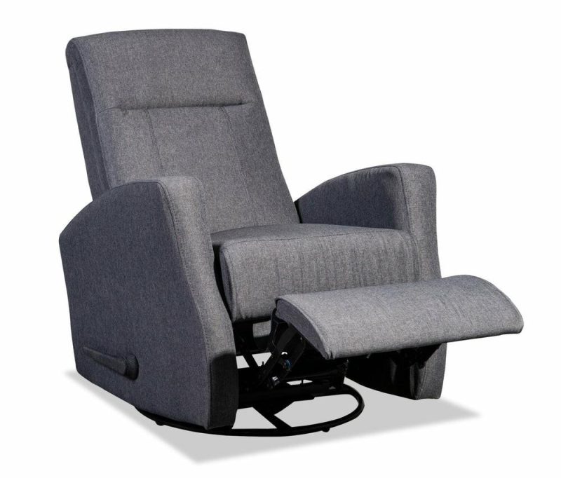 Nyla 30″ Grey Linen-Look Fabric Swivel Rocker Reclining Chair Furniture