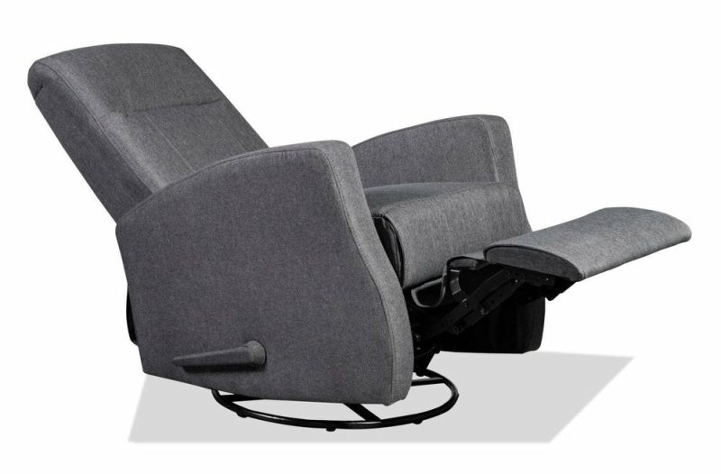 Nyla 30″ Grey Linen-Look Fabric Swivel Rocker Reclining Chair Furniture