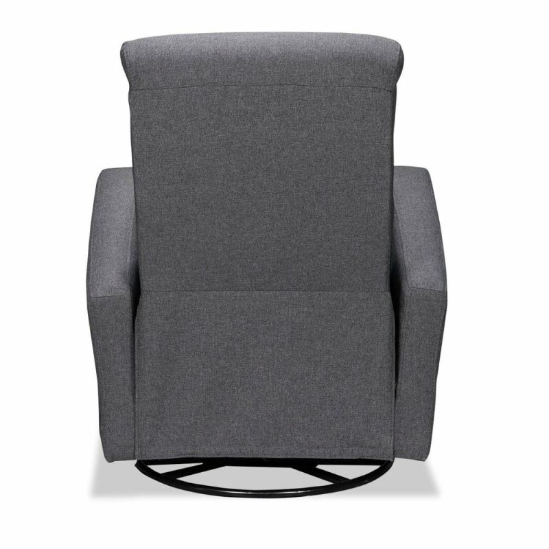 Nyla 30″ Grey Linen-Look Fabric Swivel Rocker Reclining Chair Furniture