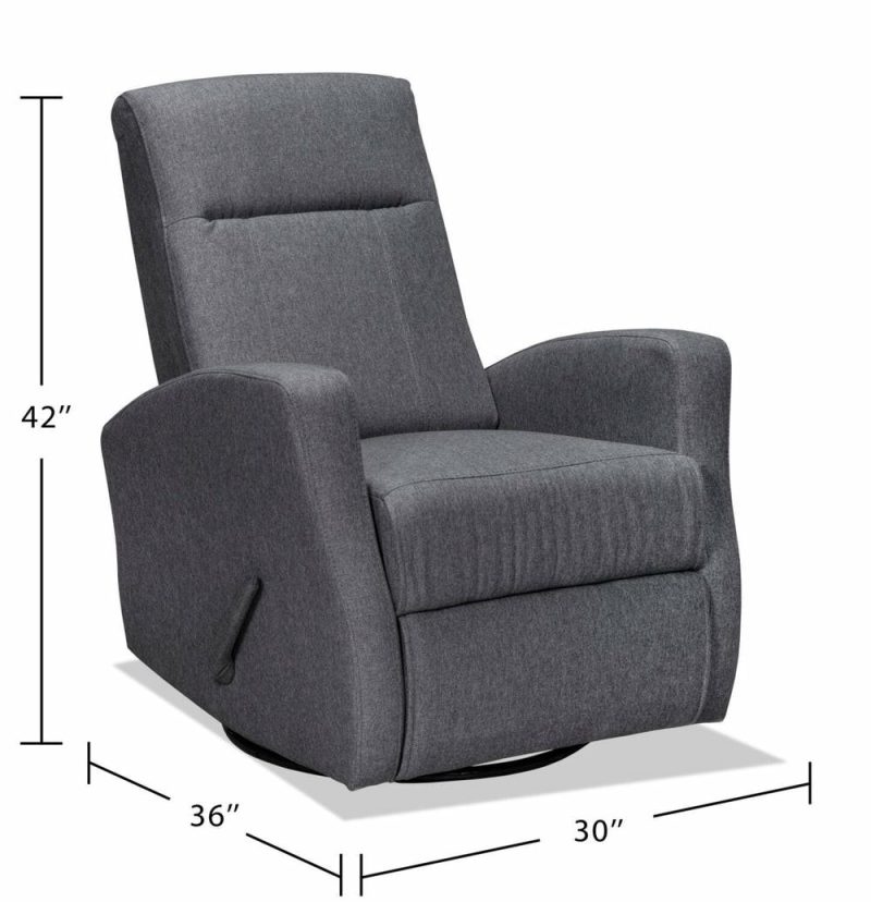 Nyla 30″ Grey Linen-Look Fabric Swivel Rocker Reclining Chair Furniture