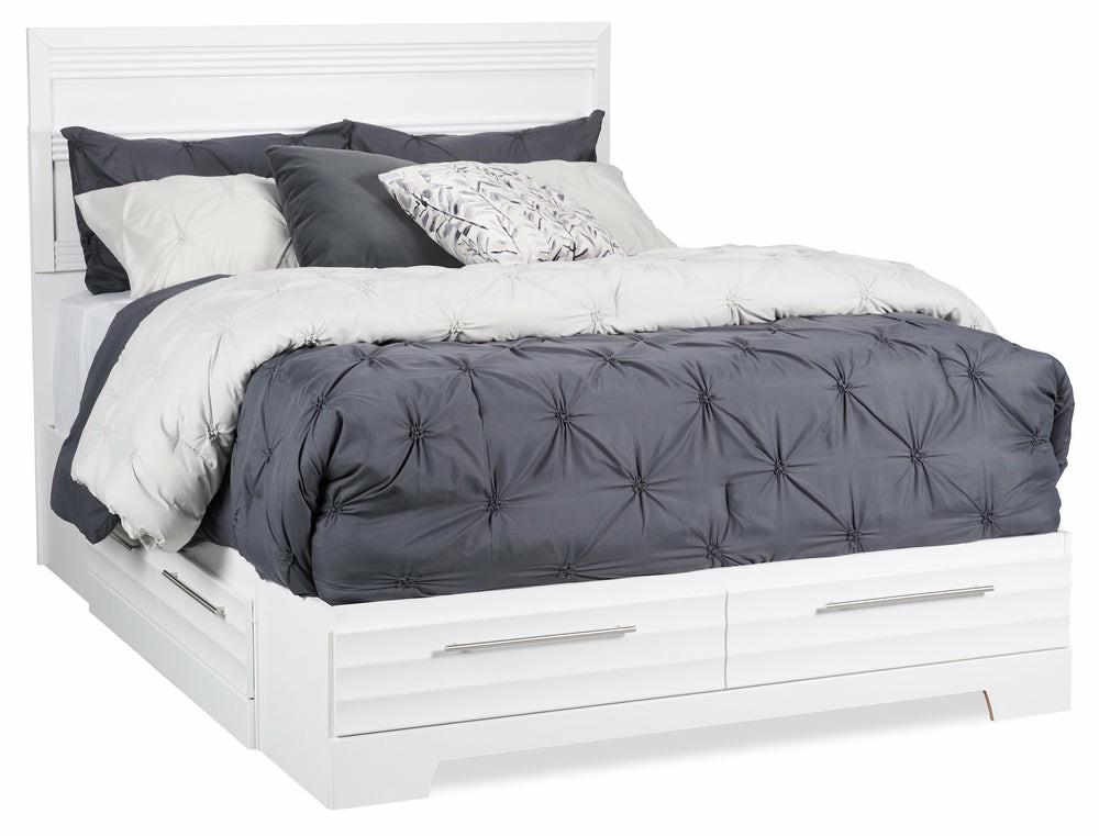 Olivia Platform Storage Bed With Headboard & Frame, Made In Canada, White – Full Size Bedroom