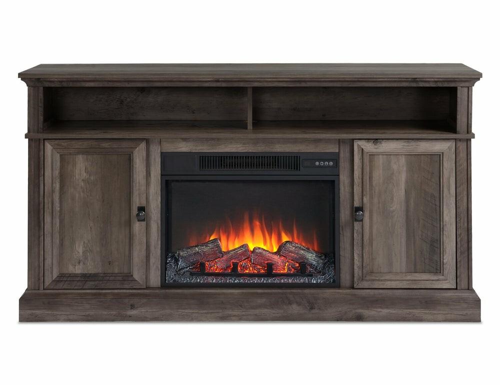 Ollie 60″ Electric Fireplace Tv Stand With Storage And Cable Management For Tv’s Up To 65″- Grey Electric Fireplaces