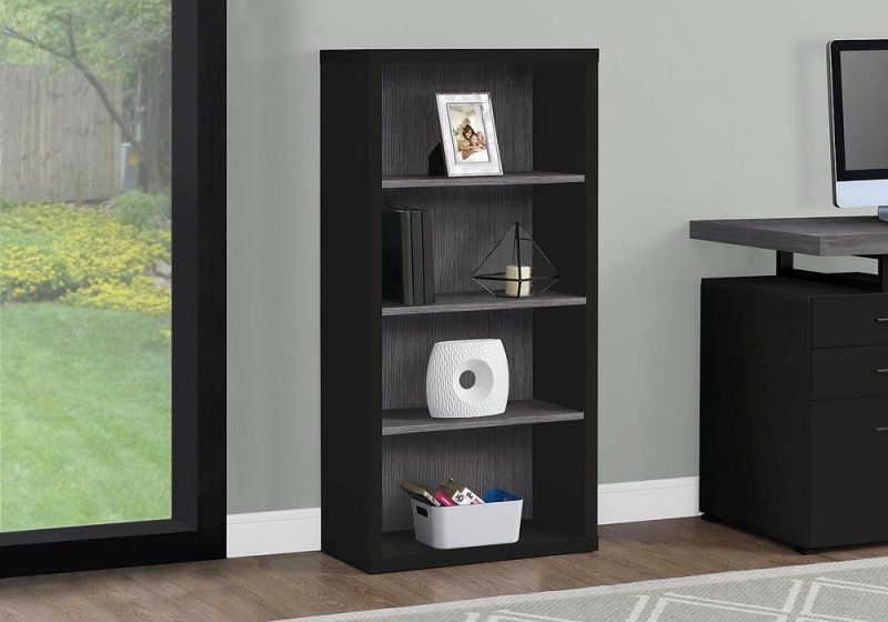 Orion 23.75″ 3-Shelf Bookcase – Greyish Black Bookcases