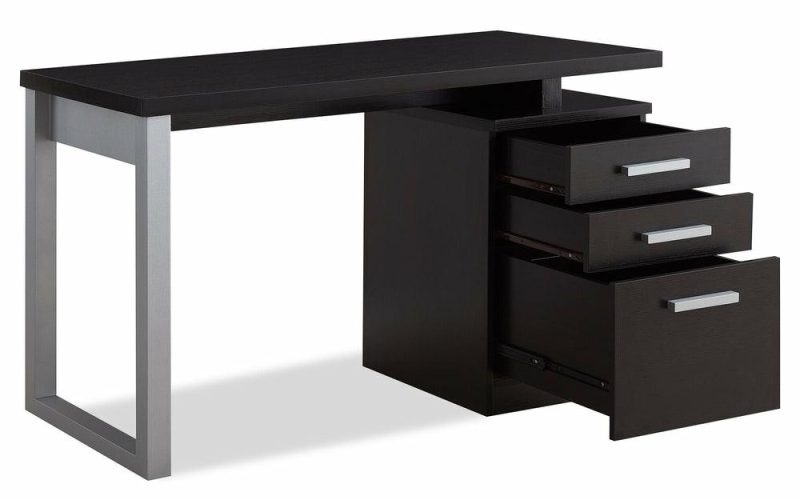 Oscar 47″ Reversible Desk With Storage – Espresso Desks