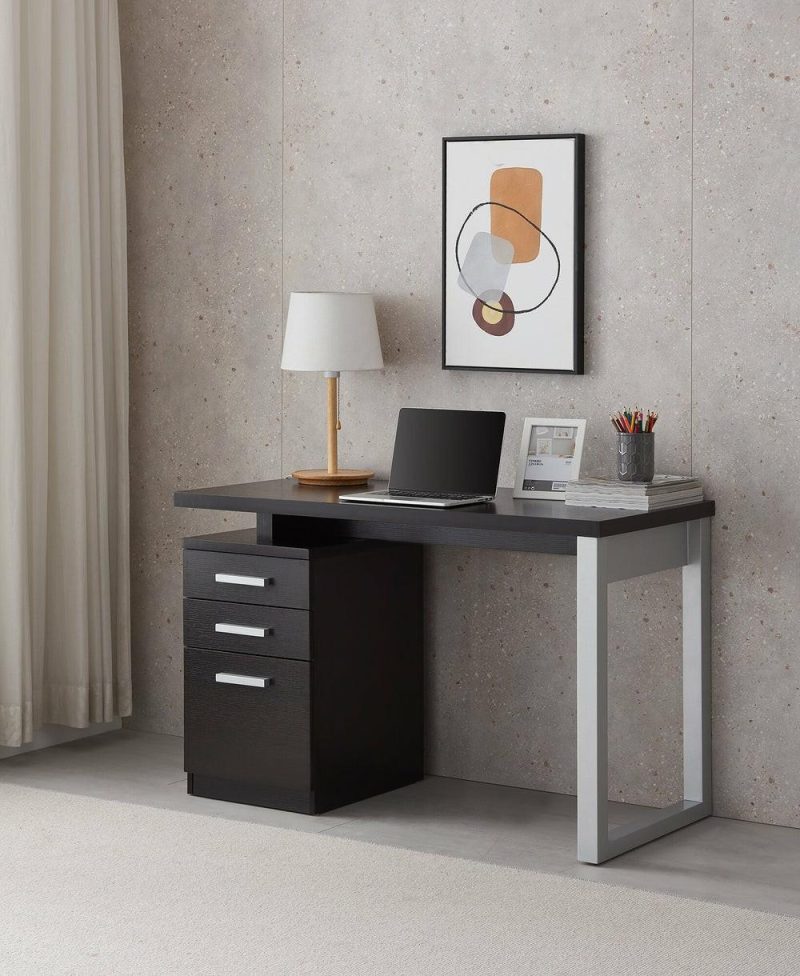 Oscar 47″ Reversible Desk With Storage – Espresso Desks