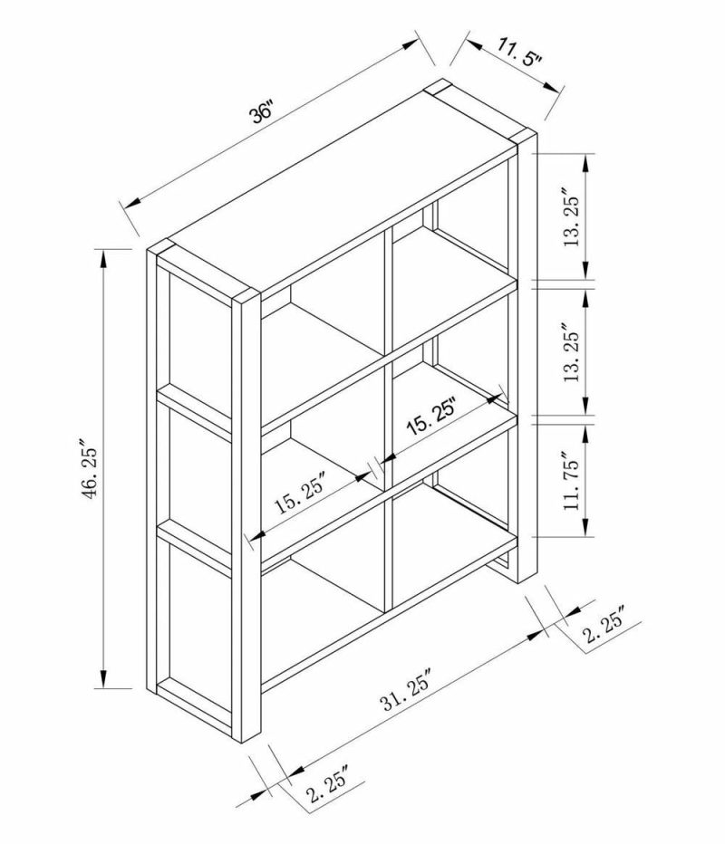 Oscar Owen 36″ 6-Cube Bookcase – Grey Bookcases