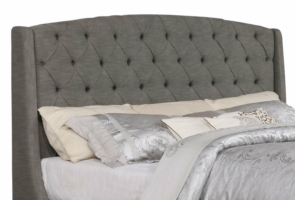 Oslo Upholstered Wingback Headboard In Grey Fabric, Button Tufted – King Size Bedroom