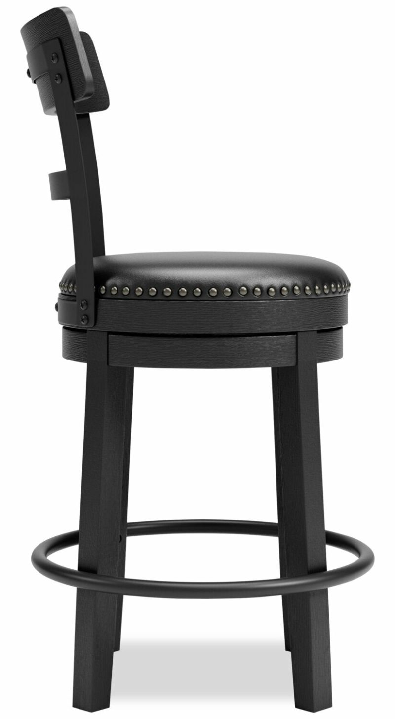 Otis Counter-Height Stool With Swivel Seat, Vegan Leather Fabric, Metal – Black Bar Stools