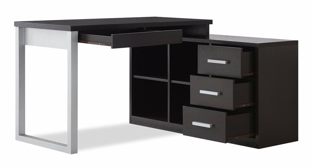 Owen 55″ Reversible Corner Desk With 4-Drawers & Cubbies – Espresso Desks