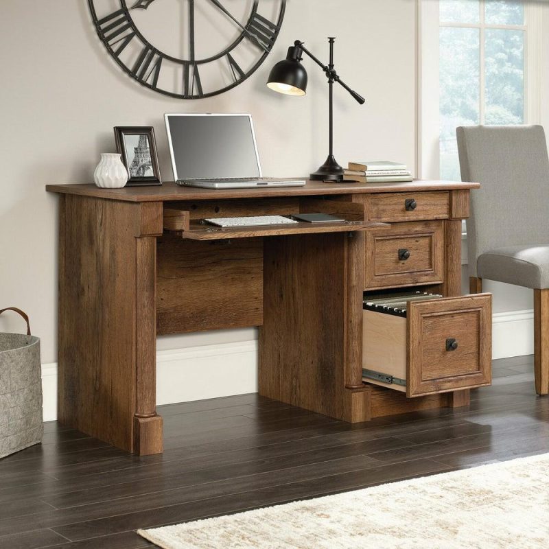 Palladia 53.15″ Desk With 3-Drawers – Vintage Oak Desks