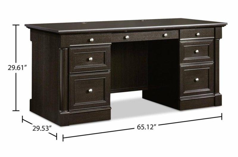 Palladia 65.12″ Executive Desk With 5-Drawers – Wind Oak Desks