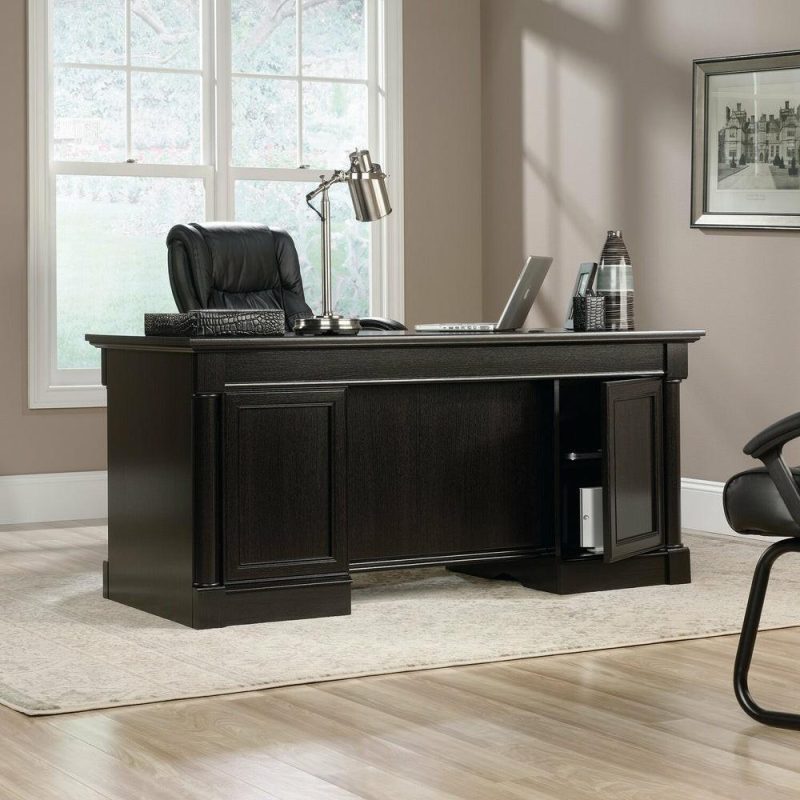 Palladia 65.12″ Executive Desk With 5-Drawers – Wind Oak Desks