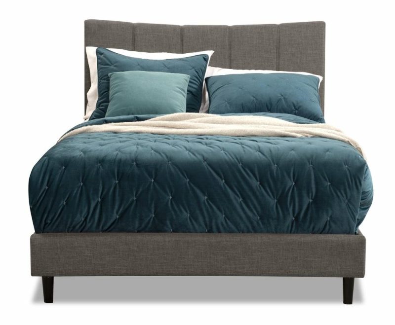 Paseo Upholstered Platform Bed In Grey Fabric – Full Size Bedroom