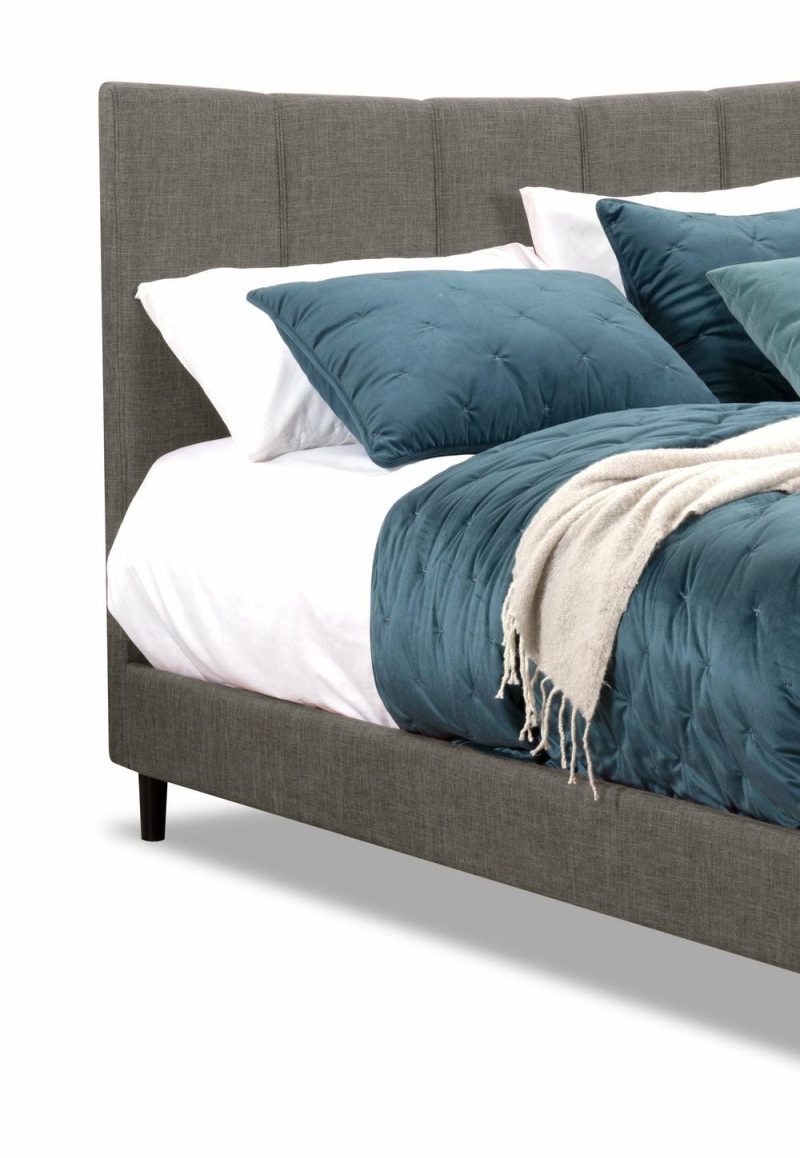 Paseo Upholstered Platform Bed In Grey Fabric – Full Size Bedroom