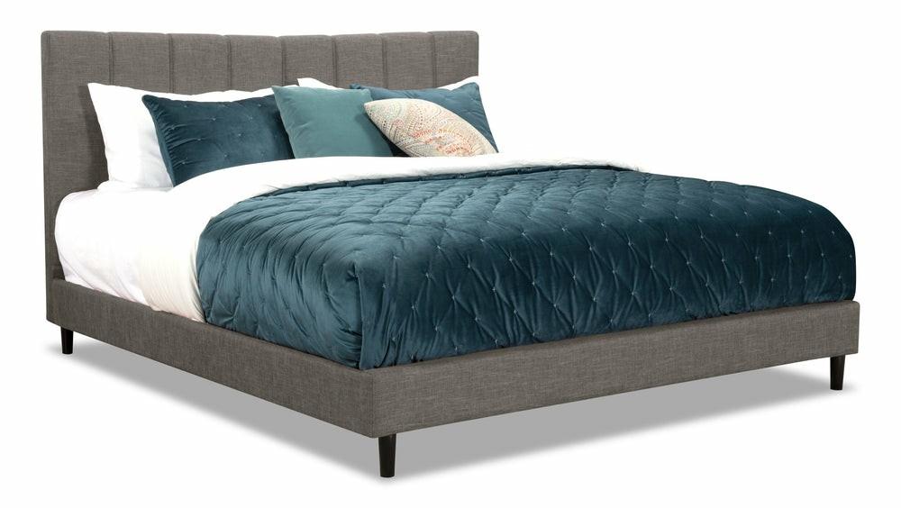 Paseo Upholstered Platform Bed In Grey Fabric – King Size Bedroom