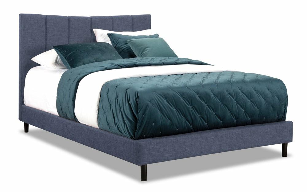 Paseo Upholstered Platform Bed In Navy Fabric – Queen Size Bedroom