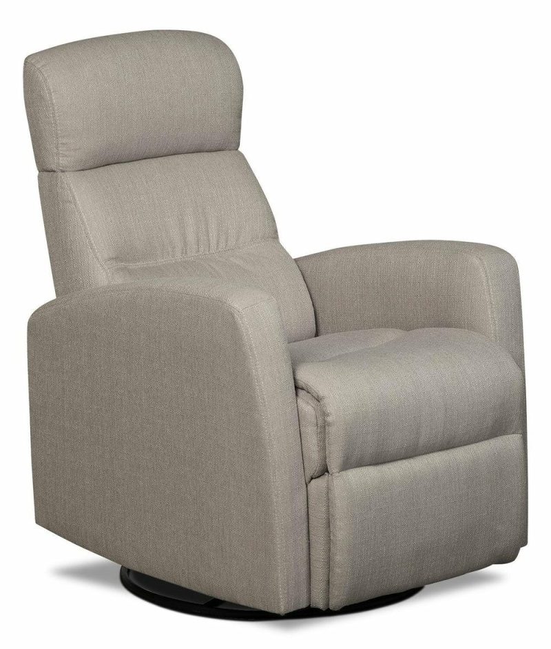 Penny 29.1″ Taupe Linen-Look Fabric Swivel Rocker Reclining Chair Furniture