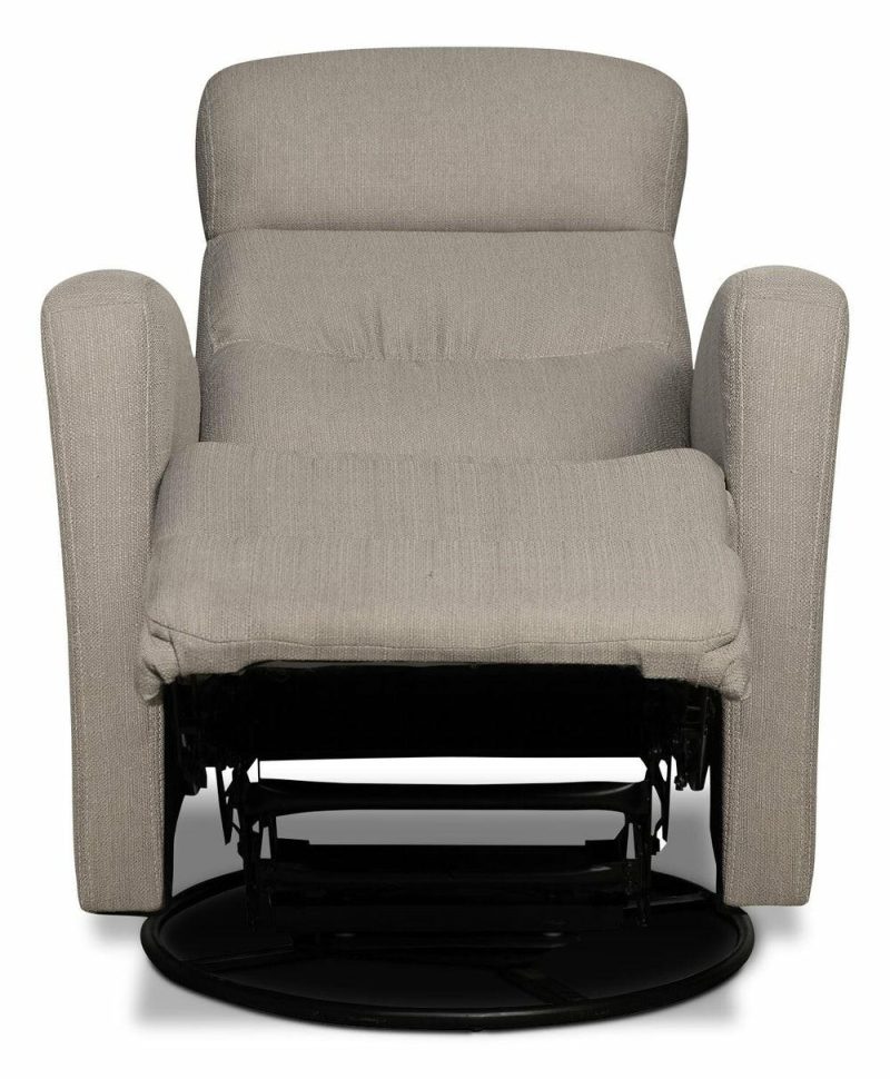 Penny 29.1″ Taupe Linen-Look Fabric Swivel Rocker Reclining Chair Furniture