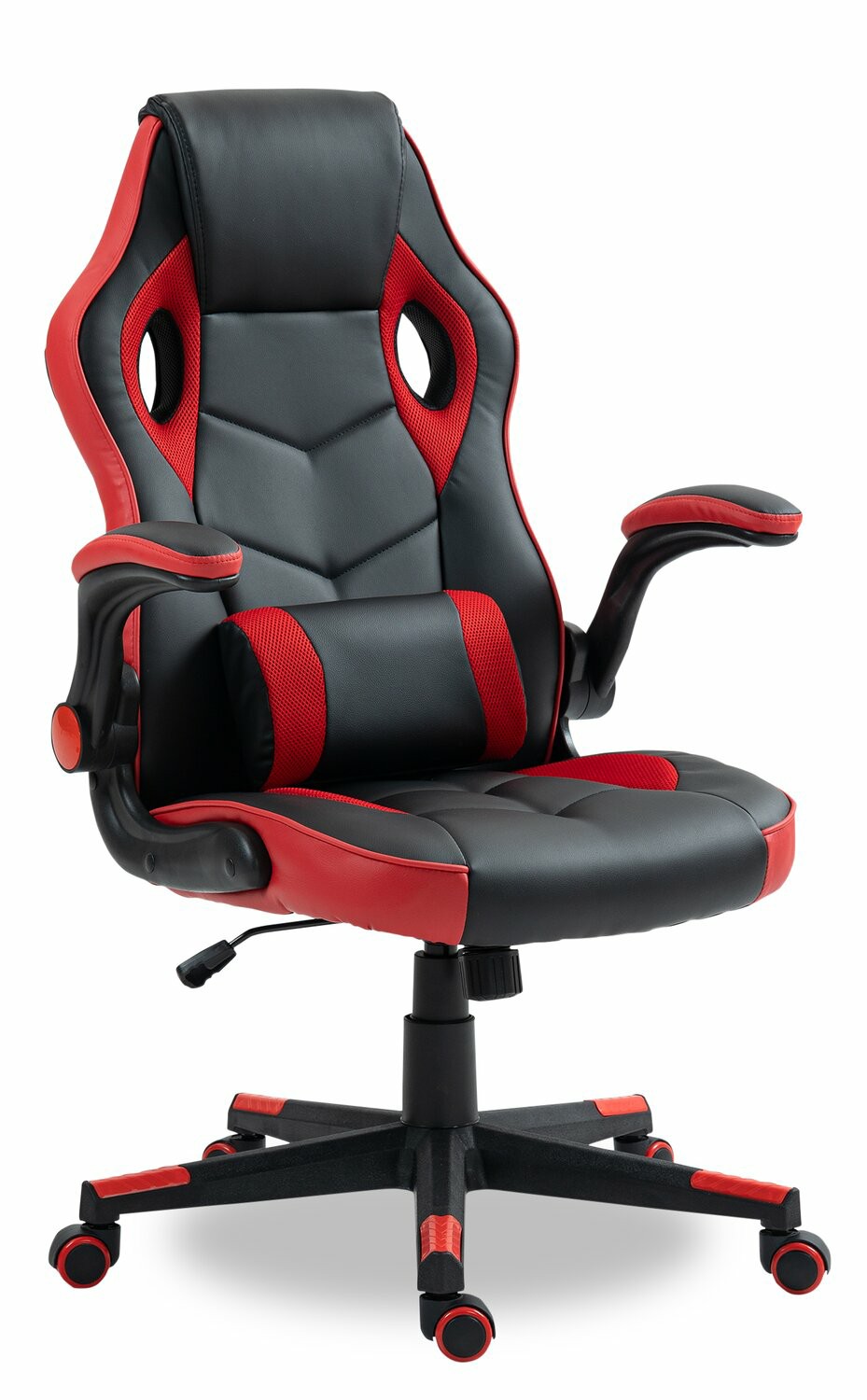 Phoenix  26.77″ Ergonomic Gaming Chair With Lumbar Cushion – Black & Red Chairs