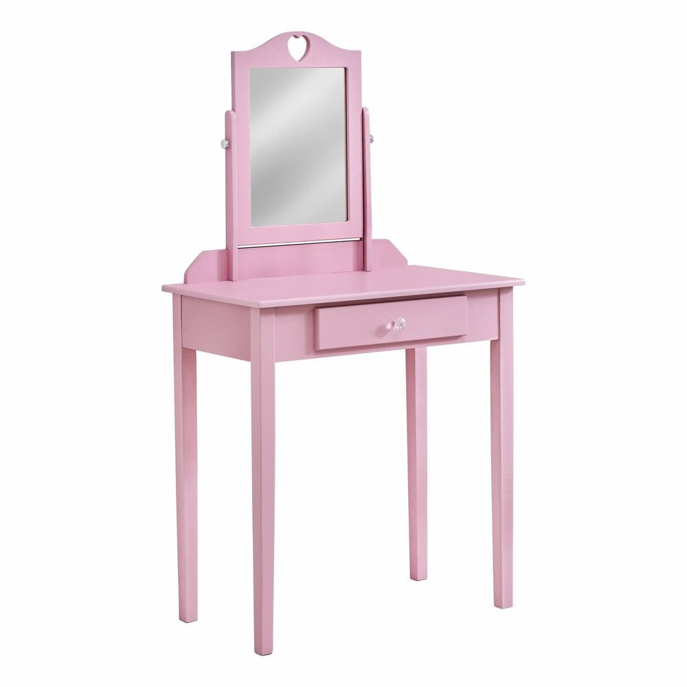 Pink Mirror And Storage Drawer Vanity Armoires & Wardrobes