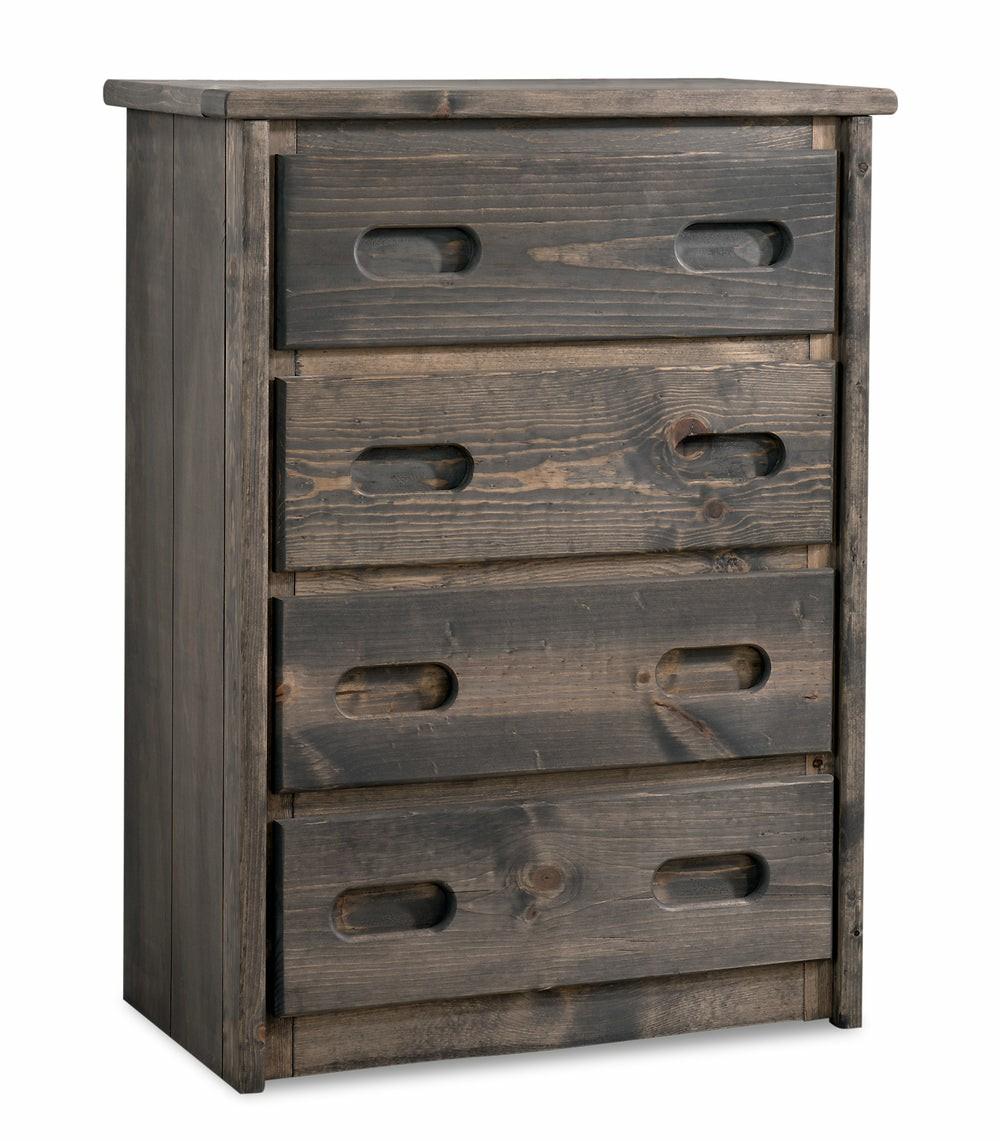 Piper 4-Drawer Bedroom Chest For Kids, 32.5″W, Solid Pine Wood – Driftwood Grey Bedroom