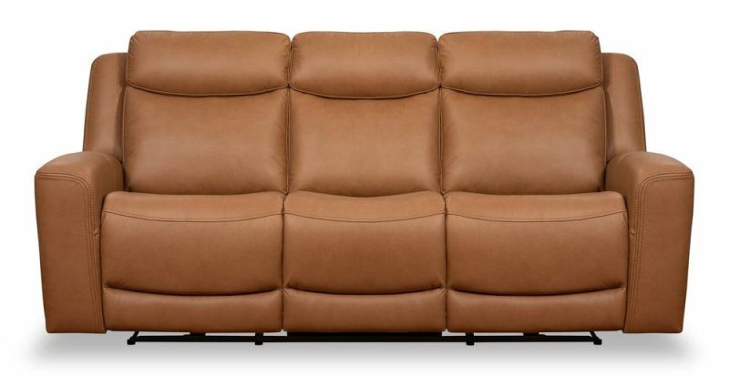 Prescott 88.5″ Butternut Brown Genuine Leather Zero Gravity Power Reclining Sofa With Power Headrests Furniture