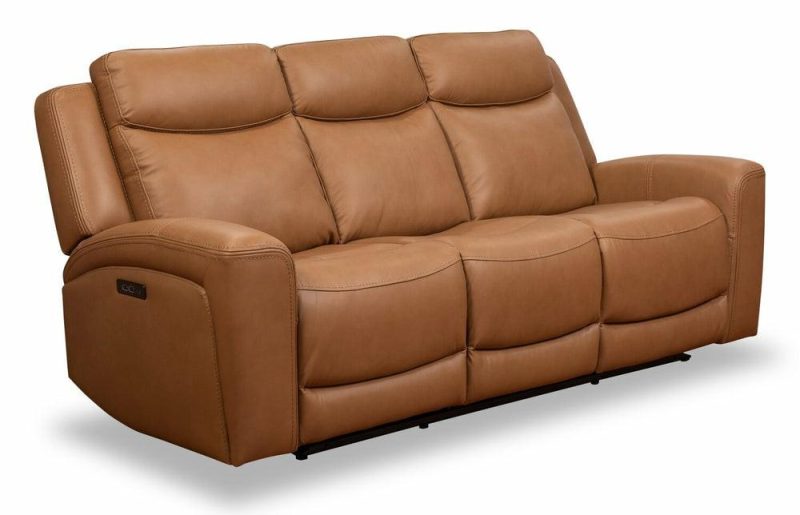 Prescott 88.5″ Butternut Brown Genuine Leather Zero Gravity Power Reclining Sofa With Power Headrests Furniture