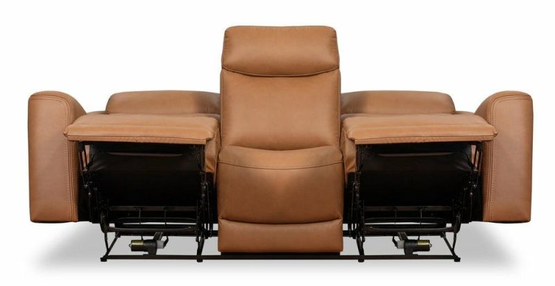 Prescott 88.5″ Butternut Brown Genuine Leather Zero Gravity Power Reclining Sofa With Power Headrests Furniture